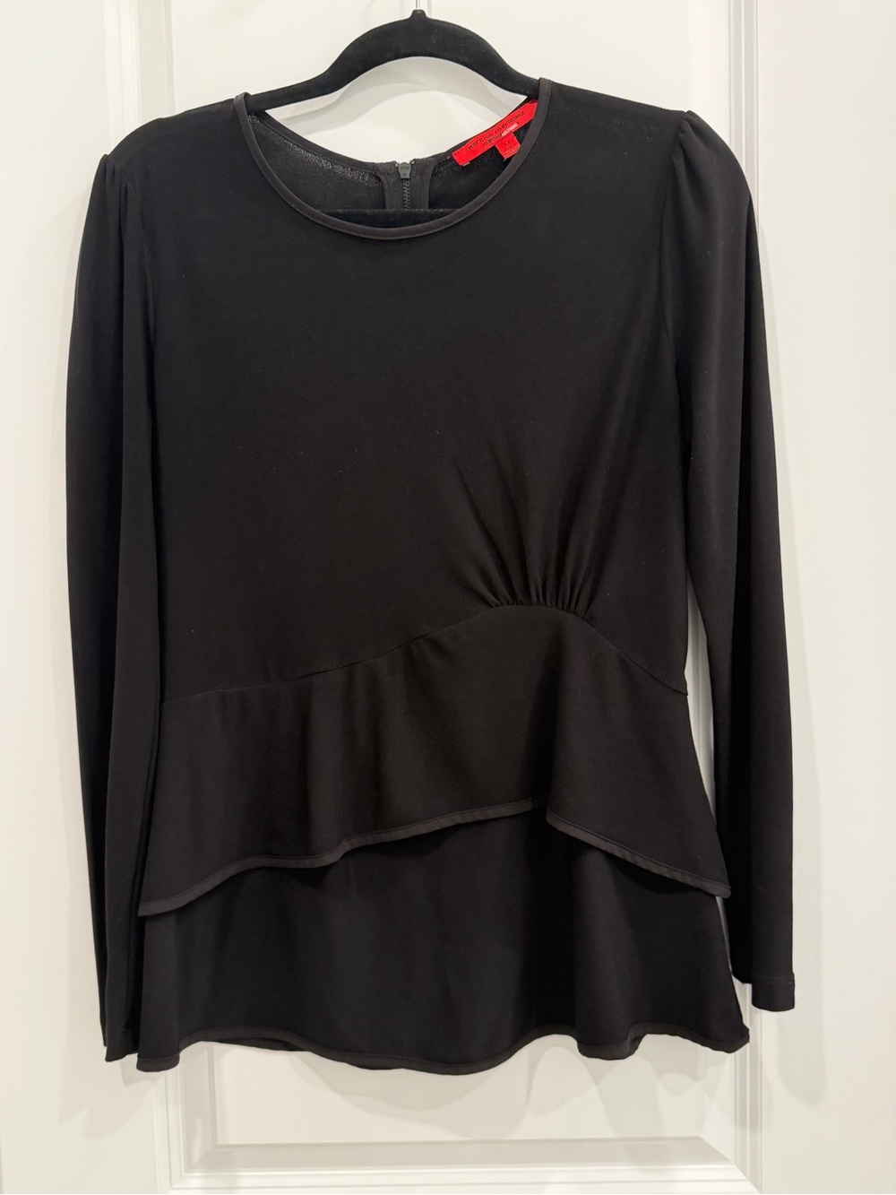 Narciso Rodriguez Black Long-Sleeve Peplum Top